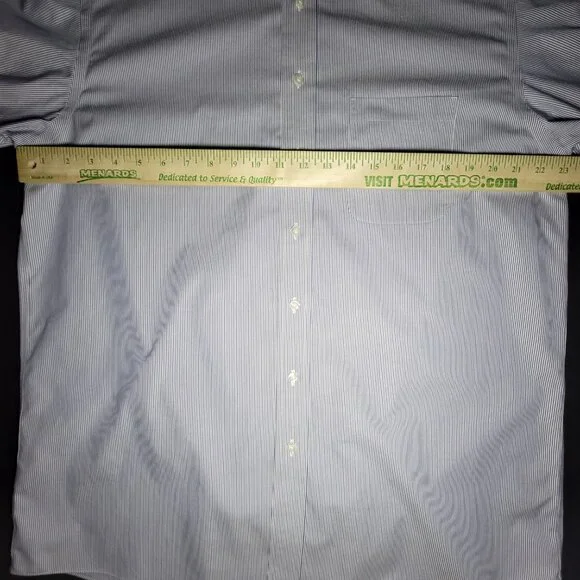 Roundtree & Yorke Mens Blue and White Striped Button Up Shirt Size 17 / 34 - Picture 11 of 11